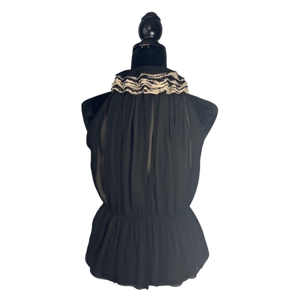 Robert Rodriguez Blouse Womens XS Black Excellent Ruffle Halter Peplum Top - Picture 3 of 12